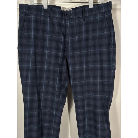 Penguin by Munsingwear Blue Plaid Chino Pants Straight Fit Stretch Mens 33x30 - Picture 3 of 14